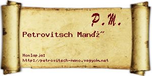 Petrovitsch Manó névjegykártya